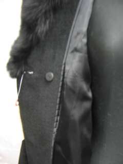 This is a new ladies black color wool mix fabric jacket with fox 