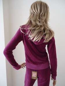 JUICY COUTURE Plum Velour Long Sleeve Tracksuit Zip Hoodie NWT Small 