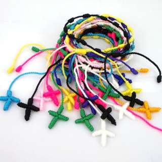 Handmade 10pcs colorful Knotted Rosary Cross Friendship Bracelet party 