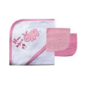  Hooded Towel with Washcloth in Pink: Baby