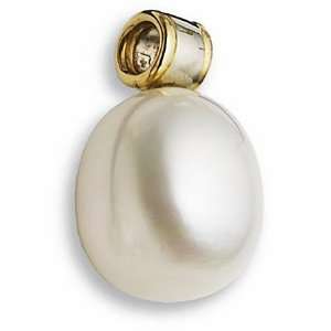  15mm Potato Pearl Pendant In 18K White And Yellow Gold 