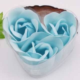 3pcs Baby Blue Wedding Favor Gift Rose Bud Petal Soap  