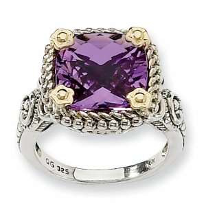  Sterling Silver and 14k 4.10ct Amethyst Ring Jewelry