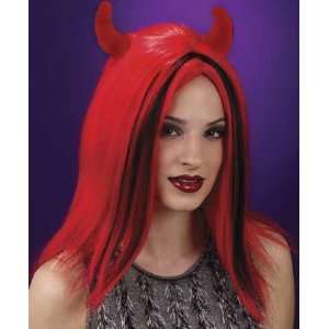  18 Devil Red/Black Costume Wig Red Horns: Toys & Games