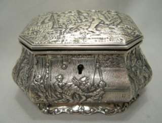 Antique 800 Silver European Tea Caddy  