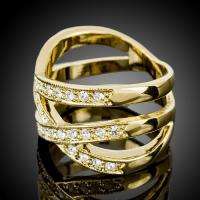 Gold GP Wedding Band ring Cross Circle Diamonds JZ258  