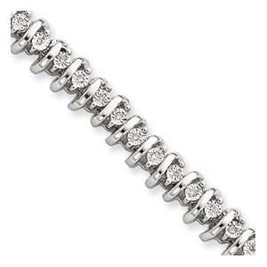  Sterling Silver Diamond Tennis Bracelet: Jewelry