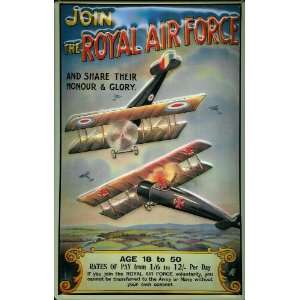  Join the Royal Air Force embossed metal sign: Patio, Lawn 