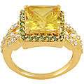 14k Yellow Gold Overlay Super Solitaire CZ Ring