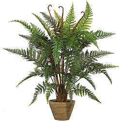 Leather Fern Faux Silk Plant  Overstock