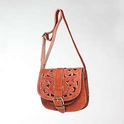 Henna Tan Small Cut Leather Saddle Bag (Morocco)  