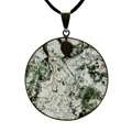 Large Round Moss Agate Pendant with Necklace (China 