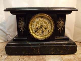 Antique Waterbury 8 Day Mantle Clock W/ Simulated Marble *Rare Model 