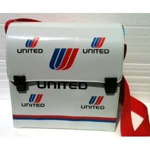   Vinyl UNITED AIRLINES Carry On Bag Dome Lunch Tote TULIP LOGO (1980s