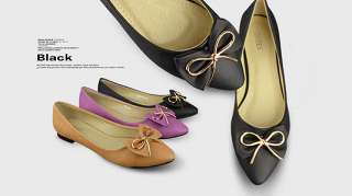 Simple Cute Comfort Bowknot Designed Womens Shoes Pointy Toe Flat 