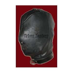  Black Leather Enclosure Hood Blinder Mask 