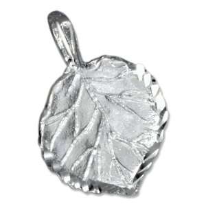  Sterling Silver Aspen Leaf Pendant with Diamond Cut Edges 