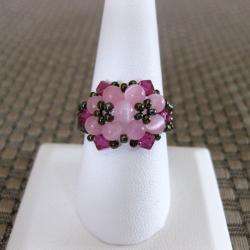 Crystal Pretty Pink Beaded Flower Ring (USA)  