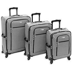   Black/White Check Lightweight 3 piece Spinner Luggage Set  