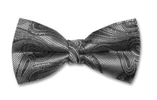 COVONA Collection BOWTIE CHARCOAL GREY Paisley BOW Tie  