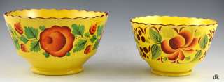 Antique Staffordshire Yellow Bowls Fruit/Floral 1800s  