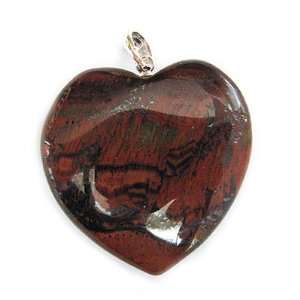  RED TIGER EYE   Gemstone Heart Pendant 30mm Crystal Bead 