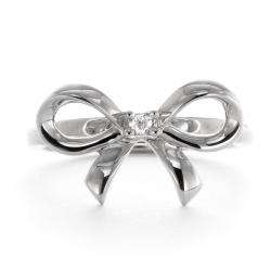 Sterling Silver White Diamond Accent Bow Ring  