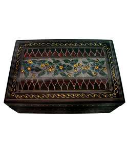 Hand etched Lacquer Jewelry Box  