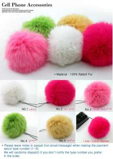 Luxurious Genuine Rabbit Fur Cell Phone,Mobile Phone Strap&Charm 