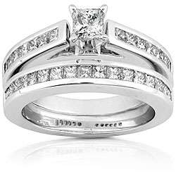 14k Gold 1 1/3ct TDW Princess Diamond Bridal Ring  