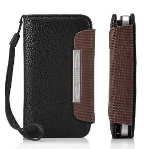   Wallet Style Flip Leather Case For iPhone 4 and 4S BLACK Electronics