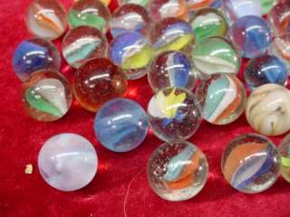 Vintage LOT 1950s PLAYING MARBLES Toy GAME Cateyes SWIRLS Solids 