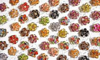 Wholesale lots 50 charms rhinestone&crystal resin rings  