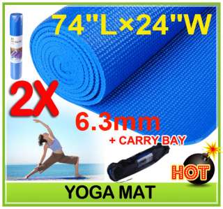   3mm) Thick Yoga Mat Pad Non Slip Exercise Fitness Blue W/Bag  