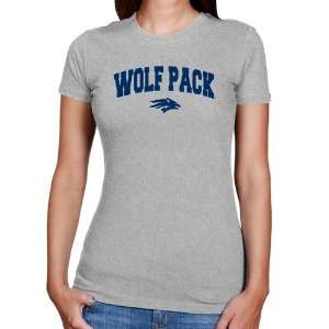  Nevada Wolf Pack Ladies Ash Logo Arch Slim Fit T shirt 