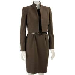 Anne Klein Womens Stretch Twill Belted Dress Suit  Overstock