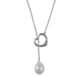   Sterling Silver Freshwater Pearl Lariat Necklace  Overstock