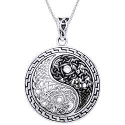 Sterling Silver Yin yang Necklace  Overstock