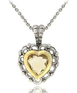 Glitzy Rocks Sterling Silver Citrine Heart Necklace  