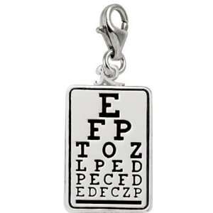 Rembrandt Charms Eyechart Charm with Lobster Clasp, Sterling Silver