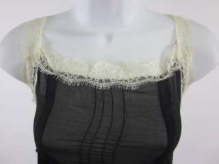GRACIA Black Cream Lace Sheer Chemise Nightgown Large  