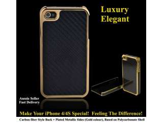 Premium Carbon Fiber Luxury Hard Case For iPhone 4 GOLD  