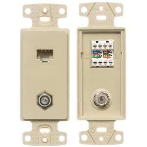    KELLEMS NS785I Wall Plate and Jack,Cat 5e/F Type