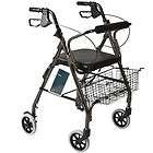 Rollator 4 Wheeled Walker with Seat, Brakes and Basket  