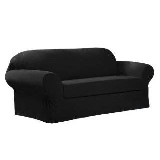  3 Pieces Solid Black Suede Couch/sofa Cover with Loveseat 