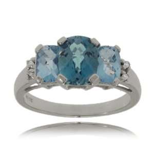   Ring w/ Blue Topaz & Diamonds in White Gold GEMaffair Jewelry