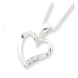  Sterling Silver CZ Heart Necklace Jewelry