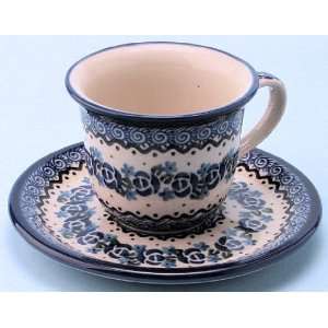  Polish Pottery 5 oz. Tea Cup and Saucer: Kitchen & Dining