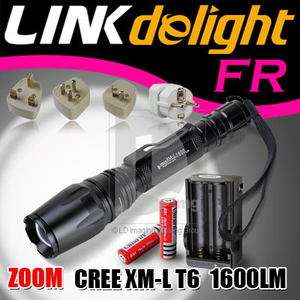   XML T6 LED Zoomable Flashlight Torch Set + 2x 18650 Battery +Charger