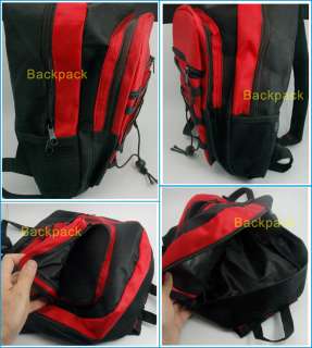 Backpack Red Black Zipper Pockets Nylon Pack Small Bag  